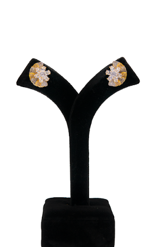 Floral Stone Stud Earrings for Women – Elegant Gold Finish Design